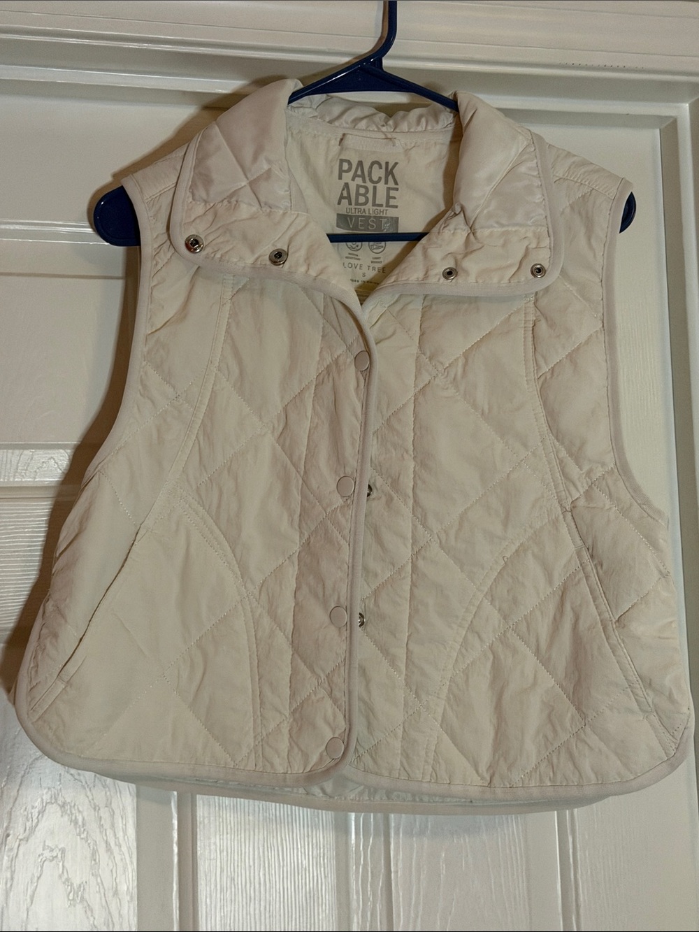 Love Tree Cream Quilted Packable Vest
